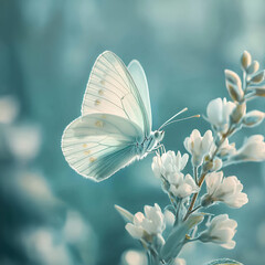 Delicate butterfly on blooming flower