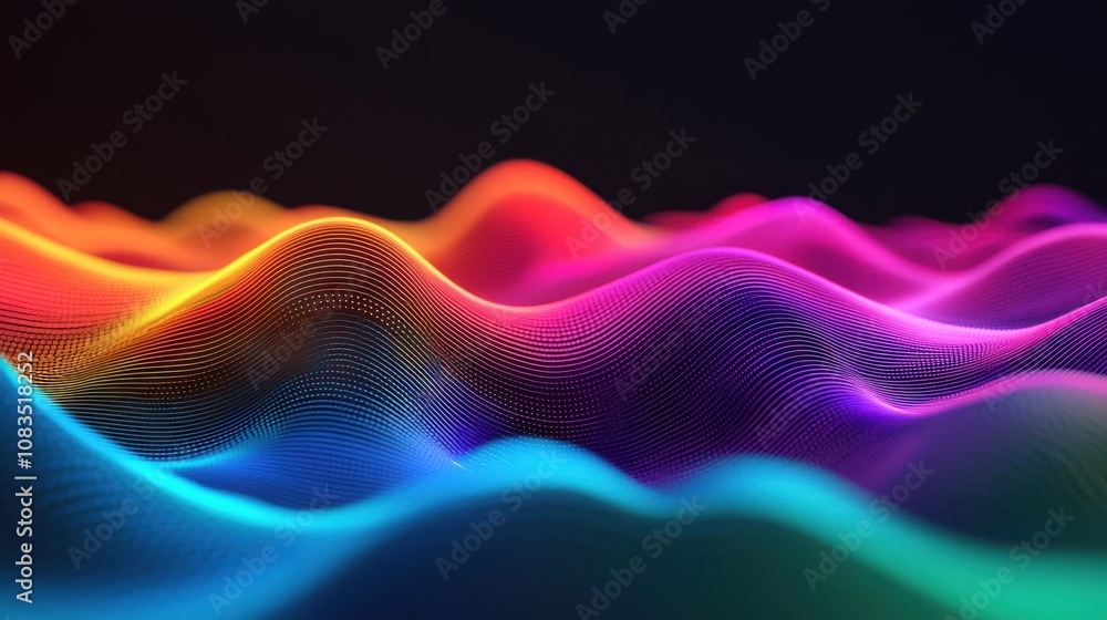Poster dynamic colorful wave patterns abstract art digital design vibrant environment close-up view visual 