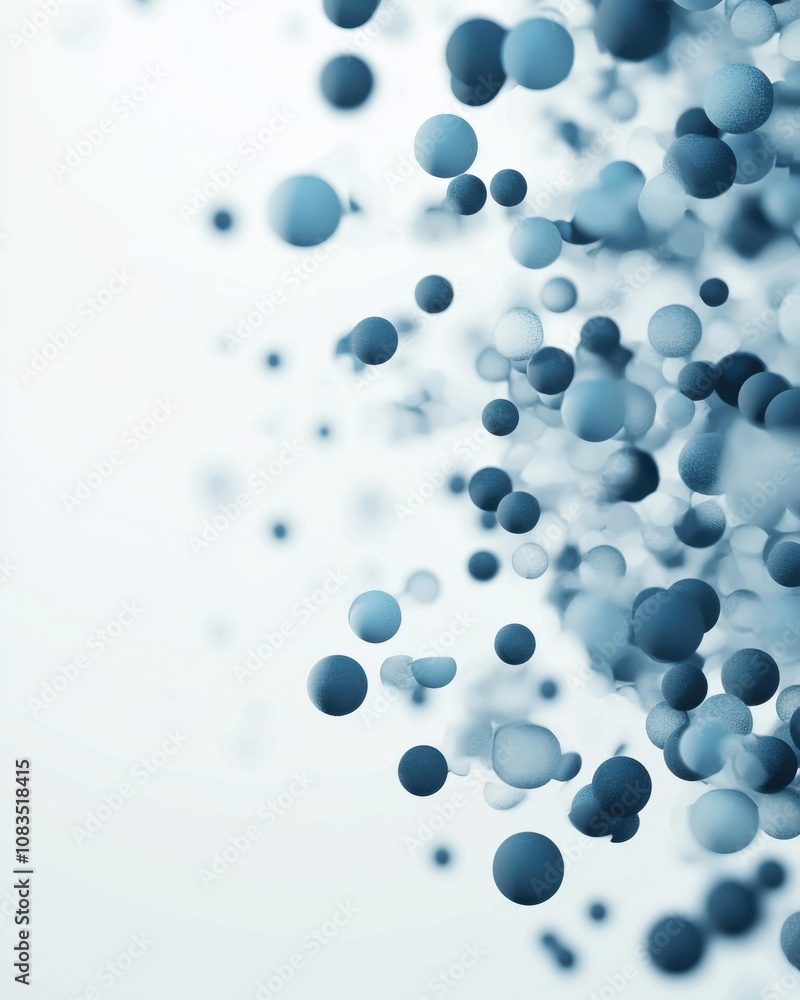 Poster abstract blue particles floating in space digital art calm environment aerial view conceptual design