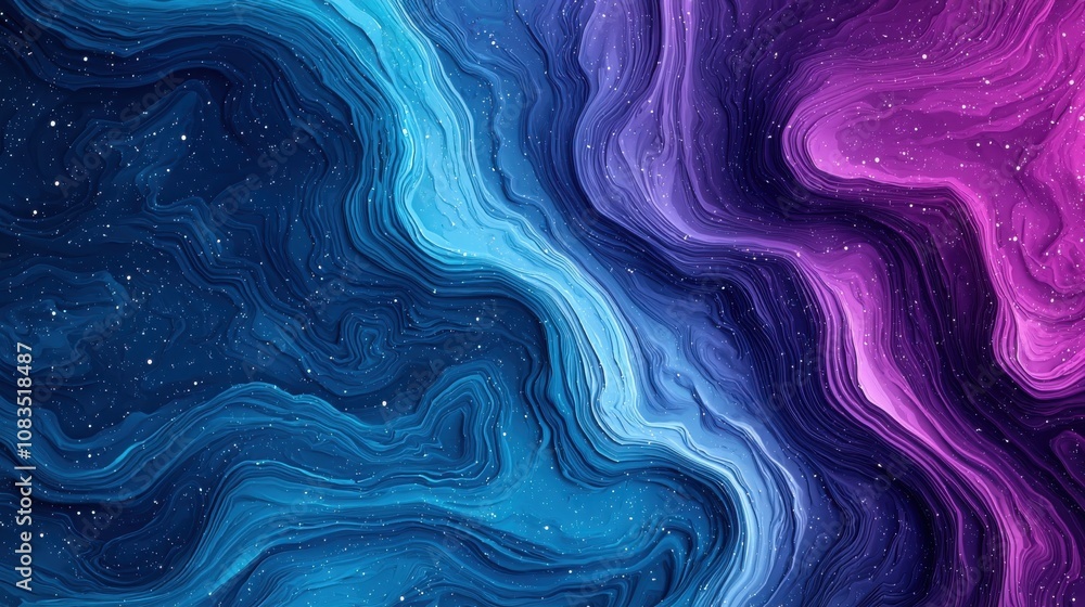 Poster flowing abstract waves digital art colorful background cosmic environment close-up view artistic con