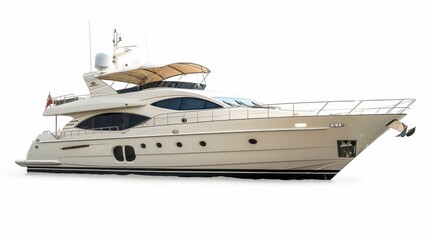 Naklejka premium A luxury yacht with a sun deck, isolated on white background