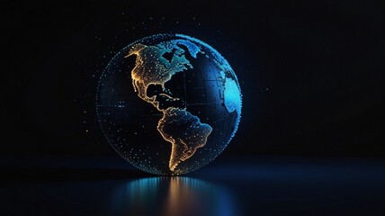 Fototapeta premium 3D Holographic Globe of Light Dots Celebrating Earth Day in Sci-Fi Style.
