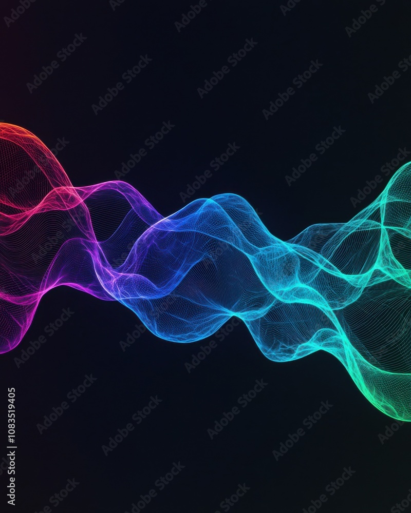 Poster dynamic wave motion visualization abstract space digital art colorful environment creative concept