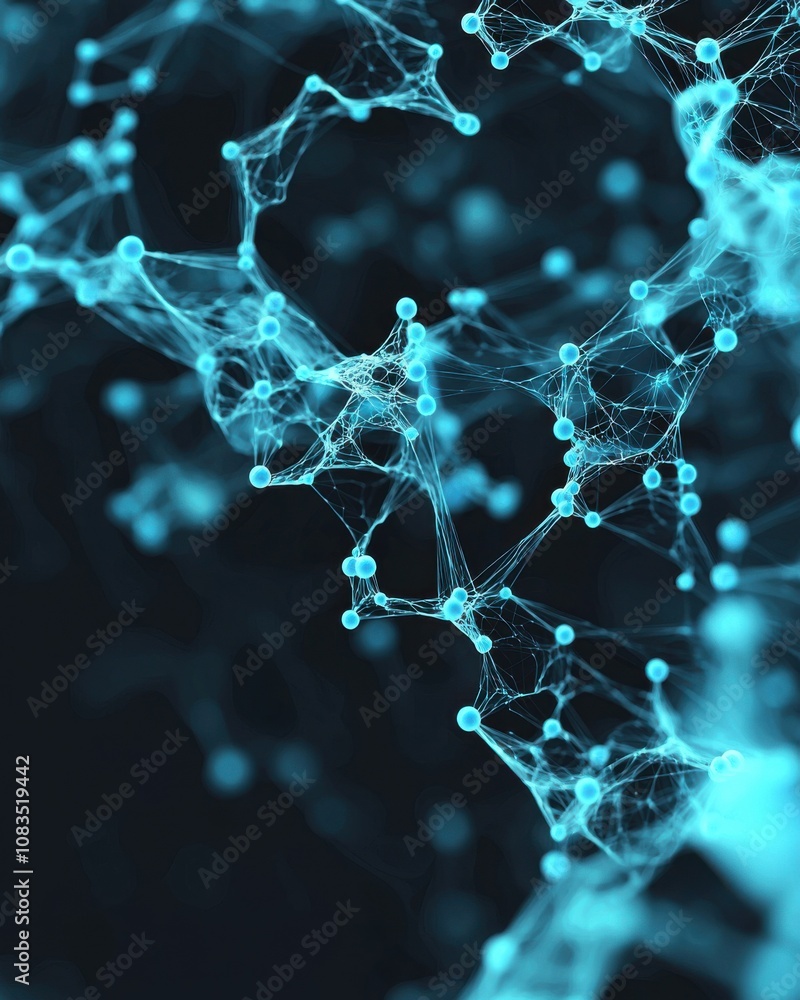 Poster exploring network connections in digital science technology abstract close-up data visualization