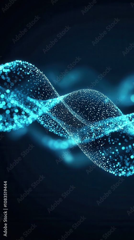 Poster dynamic waves of blue light abstract art digital creation futuristic environment close-up view conce
