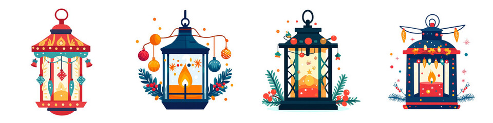 Obraz premium Colorful decorative lanterns for festive occasions, creating warm atmosphere