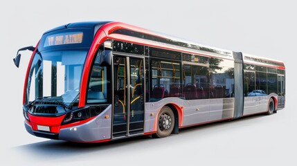 Fototapeta premium A modern electric bus with digital signage, isolated on a white background