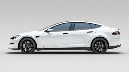 Fototapeta premium A modern hybrid car with eco-friendly design, isolated on a white background