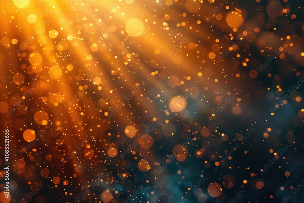 Poster abstract background with golden bokeh lights and warm glow.