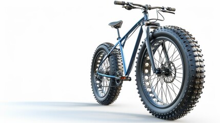 Naklejka premium A mountain bike with knobby tires, designed for rough terrain, isolated on a white background