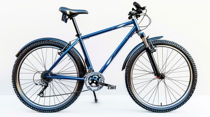 Fototapeta premium A mountain bike with knobby tires, designed for rough terrain, isolated on a white background