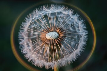 Fototapeta premium Close up of a dandelion seed head with a blurred background