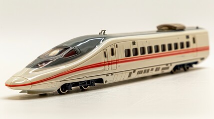 Fototapeta premium A sleek bullet train model, designed for high-speed travel, isolated on a white background