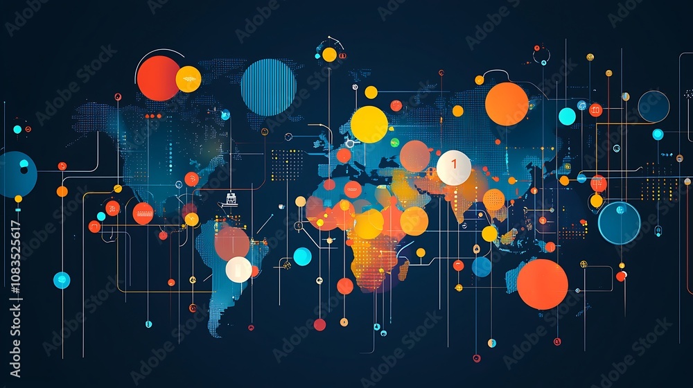 Poster abstract data visualization of global connectivity