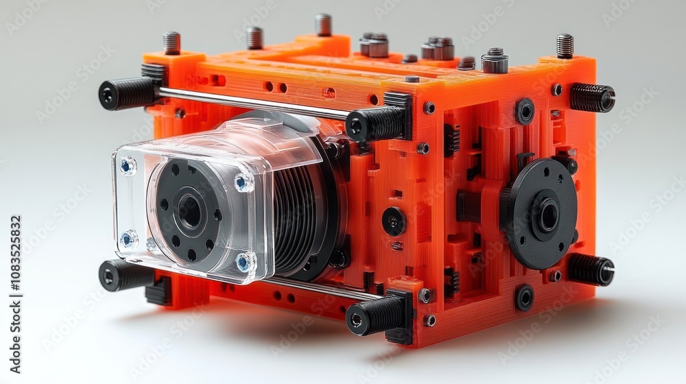 Poster 3d-printed camera prototype showcasing innovative design and technology.