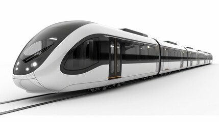 Fototapeta premium A sleek commuter train with sliding doors, isolated on a white background