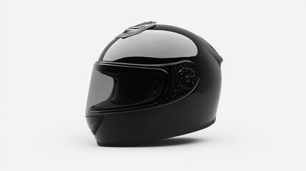 Obraz premium A black motorcycle helmet is shown against a plain white background. This image was created using a 3D computer program.