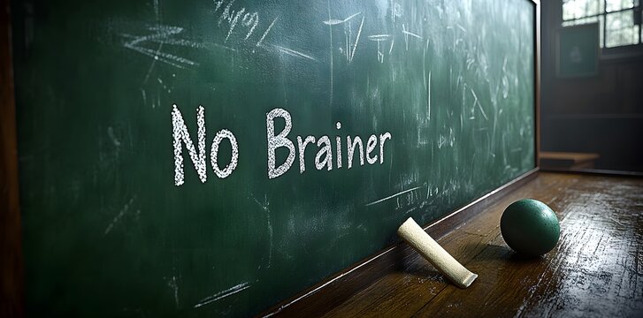 No Brainer Written on Chalkboard
