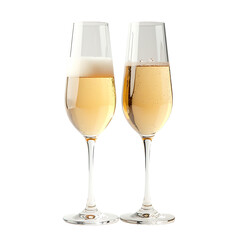 A 3d Pair of Champagne Glasses Making a Toast on a Transparent Background