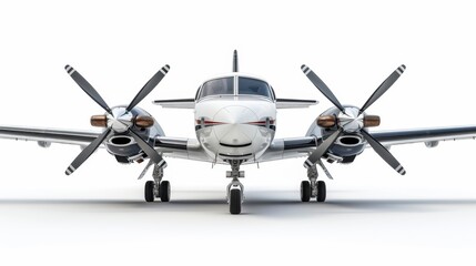 Fototapeta premium A taxiing airplane with landing gear extended, isolated on a white background