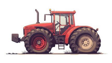 Obraz premium A tractor with large wheels for farming, isolated on a white background