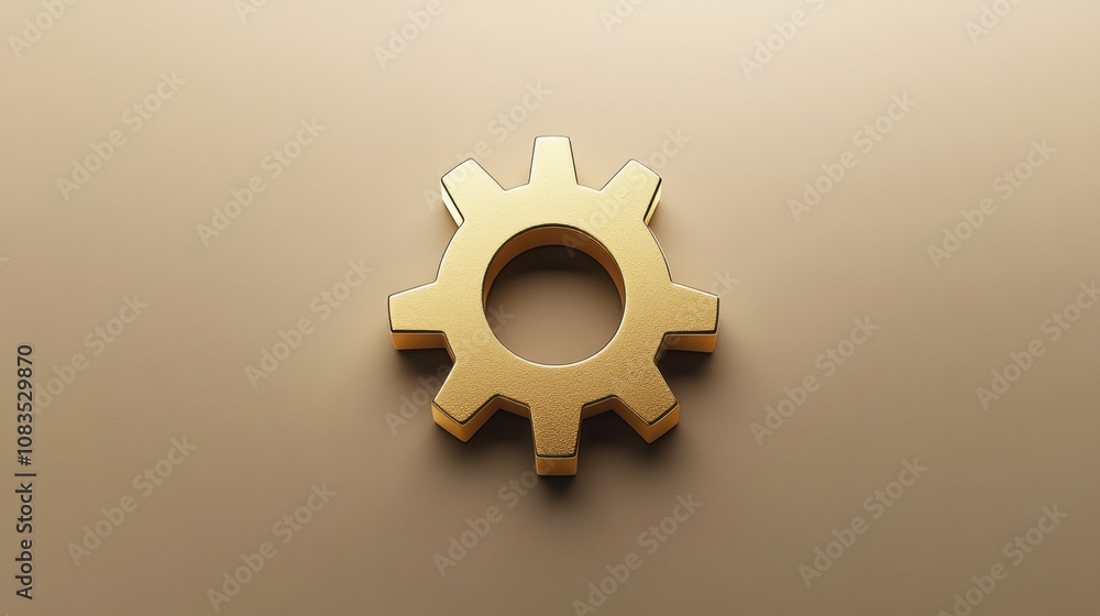 Leinwandbilder a golden gear symbol sits centered on a smooth surface, highlighting its detailed design and represe