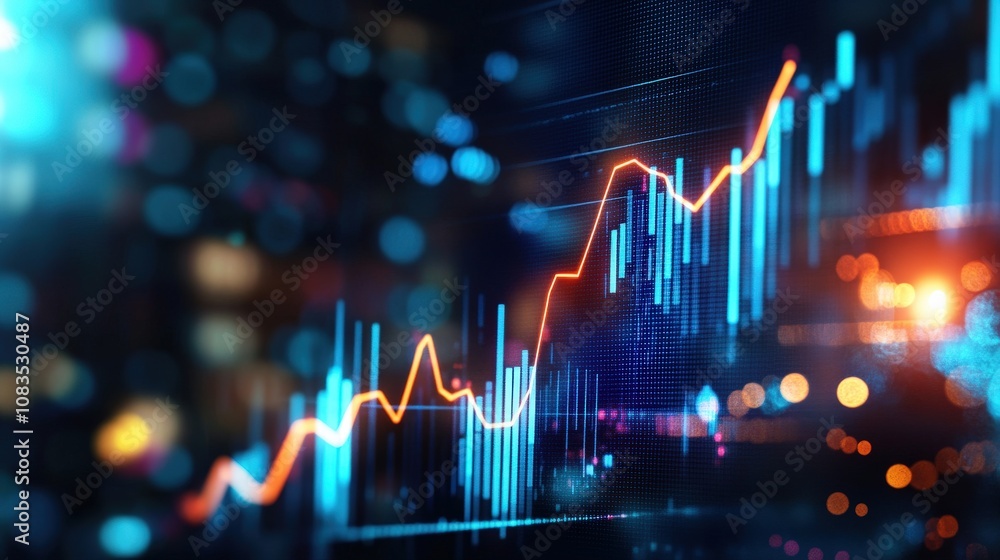Poster colorful financial graph and data visualization for business analysis concepts.