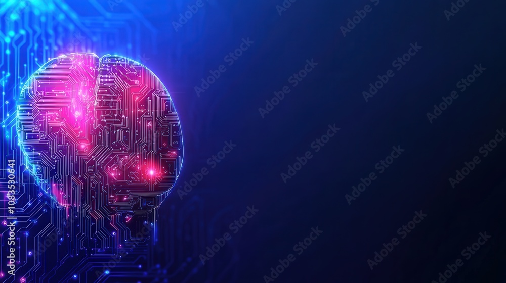 Aufkleber digital brain with neural connections on a blue background symbolizing ai and innovation.
