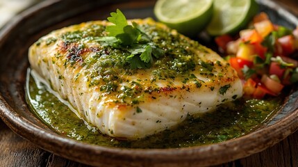 Pescado al horno con salsa verde mexican seafood