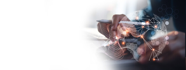 Abstract technology background, internet global network connection, digital transformation concept....