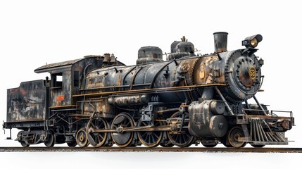 Obraz premium A vintage steamship with a smokestack, isolated on white background