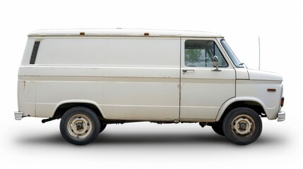 A white delivery van with sliding doors, isolated on a white background