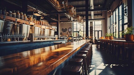 Fototapeta premium A photo of a modern taproom with local craft brews