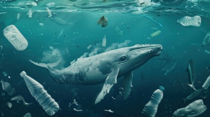 Fototapeta premium Whale in a Sea of Plastic