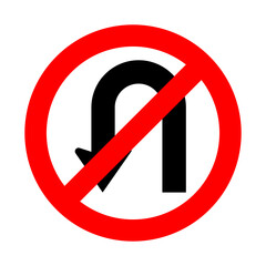 Fototapeta premium No U-turn Sign Vector. Red Circle Prohibition. Turning Back is Forbidden. Traffic Illustration. Road.