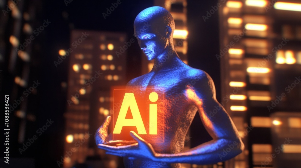 Poster abstract giving hand with ai word. artificial intelligence and machine learning concept. low poly st