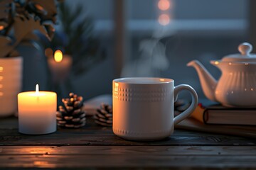 Fototapeta premium cup of tea with candles