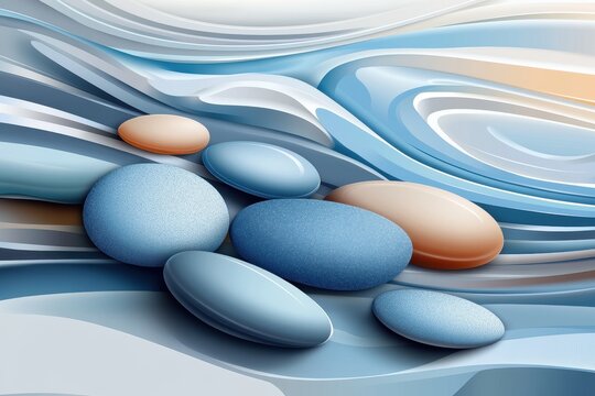 Stylized Coastal Background with Soft Blue Tones