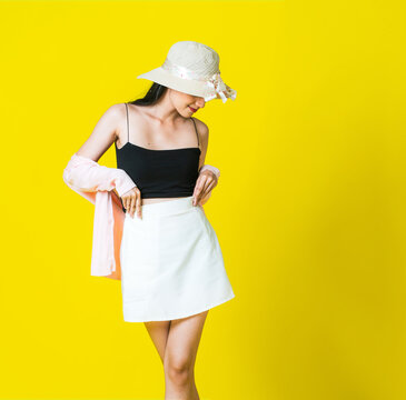 Black and White Fashion for Skirt Mockups: Western Style With a Yellow background