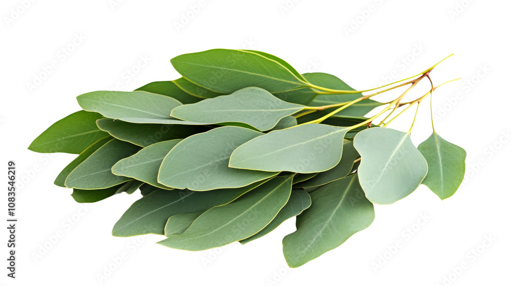 Poster a cluster of green leaves with smooth surfaces and pointed tips, arranged in a natural, overlapping 