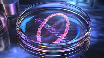 Microscope displaying intricate genetic modification process, symbolizing advanced scientific research and potential for biotechnology breakthroughs.