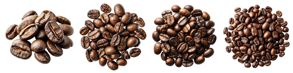 Fototapeta premium Close up of roasted coffee beans isolated on transparent background