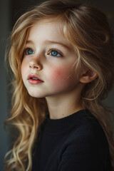 Naklejka premium A little girl with long blonde hair and blue eyes