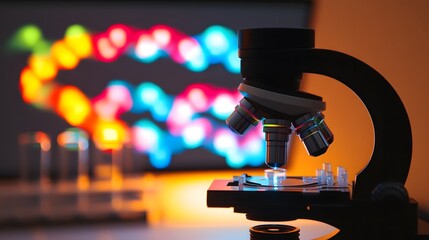 Microscope displaying intricate genetic modification process, symbolizing advanced scientific research and potential for biotechnology breakthroughs.