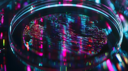 Microscope displaying intricate genetic modification process, symbolizing advanced scientific research and potential for biotechnology breakthroughs.