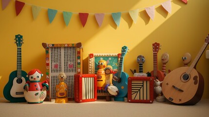 Naklejka premium A photo of a row of child-friendly musical instrument