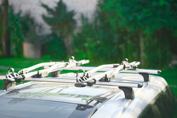 Empty bike rack on car roof waiting for an adventure
