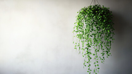 Chlorophytum comosum hanging on the wall beside the window