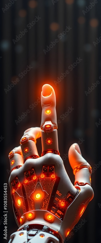 Aufkleber robot finger touching ai with scales hologram symbolizing ethical codes in technology and innovation
