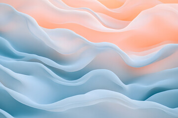 Obraz premium Pastel overlapping wave patterns in peach and blue background